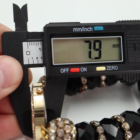 Charming Charlie Gold Tone Large Bead Watch 31mm Gem Set Stretch w New Battery - Picture 3 of 16